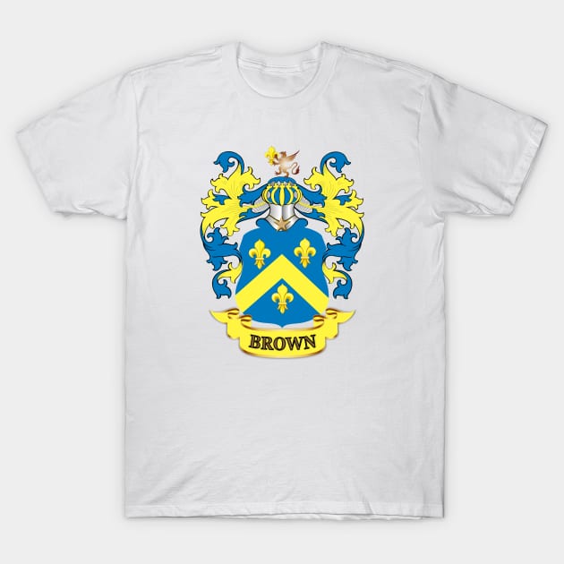 Brown Family Name Crest T-Shirt by KC Morcom aka KCM Gems n Bling aka KCM Inspirations